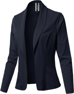 Women's Awesome 21 Solid Long sleeve Open Front Office Blazer Jacket 3X-Large Aawcjl0072 Navy