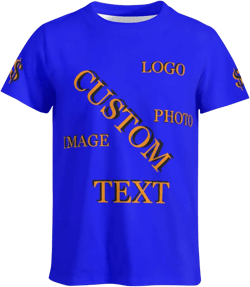 Custom T Shirts, Personalized Your Own Crewneck Tee Shirt, Customized Design Image/Text/Photo Cotton Men Women- Black Blue X-Large