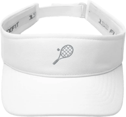 Tennis Visor, Embroidered Unisex Visor hat, Tennis hat for Men, for Women, Tennis Gifts for Team, Coach, Players, Design 1. One Size White