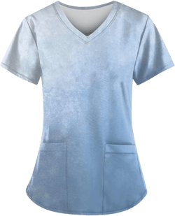 Scrubs for Women Scrub Tops Sunflower Scrub Tops for Women V Neck Short Sleeve Cute Working Uniform with Pockets 06-sky Blue X-Large