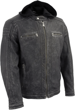 Milwaukee Leather Vintage SFM1802 Men's Black Nubuck Leather Motorcycle Style Fashion Leather Jacket with Hoodie 3X-Large Black