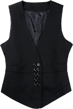 Womens Formal Regular Fitted Dressy Suit Double Breasted V Neck Vest Waistcoat XX-Large Black
