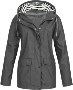 Women Waterproof Rain Jackets Hooded Windbreaker Ladies Lightweight Raincoat Zip Up Hoodies with Pockets XX-Large Dark Gray