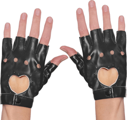 Skeleteen Fingerless Biker Jazz Gloves - 80s Style Gothic Black Faux Leather Punk Biker Gloves with Heart Cutout for Women and Kids : Clothing, Shoes & Jewelry