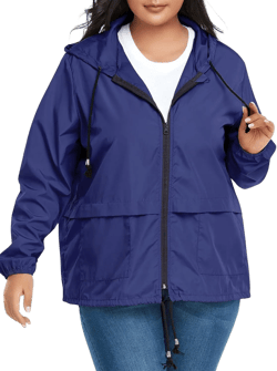 Century Star Plus Size Rain Jackets for Women Waterproof Windbreaker Jacket Women's Raincoats with Hood Lightweight Packable XX-Large Navy