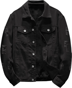 Jackets for Men Casual Solid Long Sleeve Button Down Lightweight Jackets Regular Fit Collared Denim Jacket Coats XX-Large Black