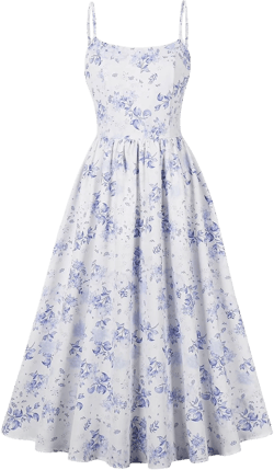 Women Floral Corset Dress Low Cut Spaghetti Straps Summer Dresses Boho Flowy Midi Dress Casual Sundress White Blue Large