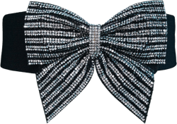 Bling Stretchy Belts for Women Elastic Wide Rhinestone Bow Waist Band for Dress Accessory Waist Size:23-38" Black 01