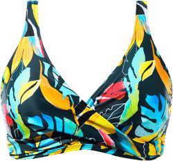 Aqua Eve Women Full Coverage Bikini Top No Bottom Push up Swimsuits Top Sport Bra Bathing Suits Tops Small Colorful Leaf