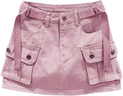 Kinghua Womens Mini Cargo Skirt Low Waist Y2k Short Denim Jean Skirt Large Pink