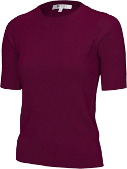 YEMAK Women's Knit Sweater Top – Half Sleeve Crewneck Basic Casual Classic Fit Lightweight Knitted Soft Pullover Tee A_mk3664-burgundy X-Large