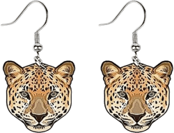 Fashion Tiger Head Dangle Hook Earrings Acrylic Leopard Animal Drop Dangling Fake Huggie Hoops Earring Personalized Jewelry Gifts for Women Girls Bff
