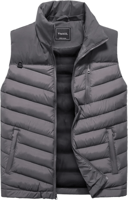 VtuAOL Men's Puffer Vest Outdoor Hooded Padded Vest Softshell Outerwear Vest for Travel Hiking