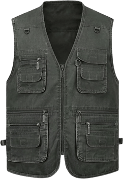 Rivccku Men's Fishing Vest Multi-Pocket Waistcoat Casual Sleeveless Jacket Work Safari Traveling Hiking Gilet Large C