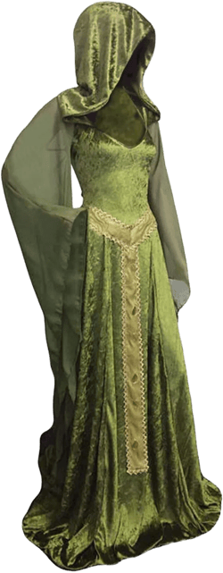 Sinastar Womens Medieval Dress Costume Hooded Lace Up Renaissance Velvet Trumpet Sleeve Gothic Green Gown : Clothing, Shoes & Jewelry