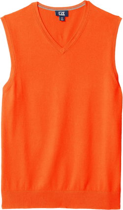 Cutter & Buck Men's Cotton-Rich Lakemont Anti-Pilling V-Neck Sweater Vest Small College Orange