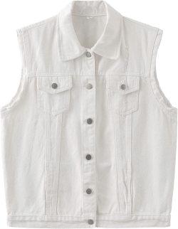 Womens Cute Sleeveless Distressed Slim Fit Denim Jean Crop Jacket Vest Small White