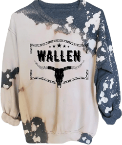 RFBIQI Cowboys & Beer Sweatshirt Women Country Music Shirt Funny Drinking Pullover Top Casual Crew Neck Long Sleeve Rodeo Tee Small Bleached