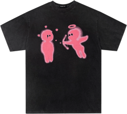 Vamtac Mens Oversized Graphic Tees Y2k Vintage Cupid’s Love Arrow Short Sleeve Streetwear Tops Tshirt Unisex Black X-Large