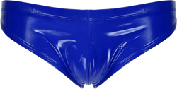 ACSUSS Mens Faux Latex Shiny Bikini Briefs Swimming Trunks Lingerie U Convex Pouch Tangas Underwear Large Blue