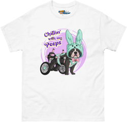 Green "Chillin' With My Peeps" Male Frenchie Men's Tee | B&W Colored