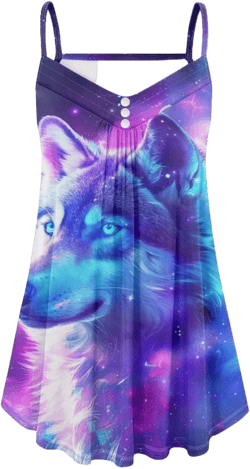Women's Spaghetti Strap Dress for Party Shopping Travel, Sleeveless Beach Cover ups for Women Girl X-Large Purple Wolf
