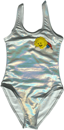 Lola and the Boys Beaded Sun Rainbow Metallic Swimsuit in Silver