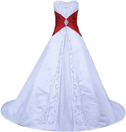 Women's Elegant Embroidery Satin A-line Colorblock Wedding Dress Bridal Gowns 14 White & Red