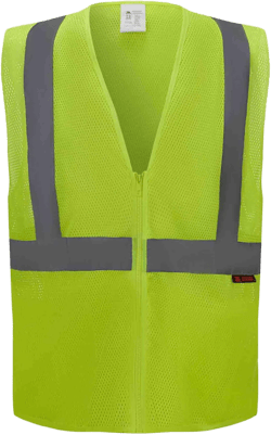 SV1300,ANSI/ISEA Class 2, High Visibility Mesh Safety Vest with Zipper, Reflective, 2-Inside Pockets, Neon Green 5X-Large Neon Green