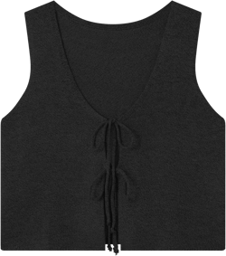 Women Tie Up Knit Vest Top Y2k Sleeveless V-Neck Crochet Knit Tank Top Sweater Vest Shirt Summer Going Out Tops Black Medium