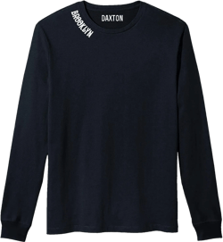Daxton Premium Brooklyn Men Long Sleeves T Shirt Ultra Soft Medium Weight Cotton Medium Black Tee White Letters