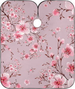 ALAZA Pink Floral Cherry Blossom Waterproof Barber Cape for Men Women Beard Shaving Bib Apron Professional Hair Cutting Cloth, 65 x 55 inch