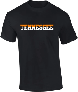 Mens Tennessee Tshirt TN Two Tone Orange and White Football Sports Fan Short Sleeve T-Shirt Graphic Tee X-Large Black