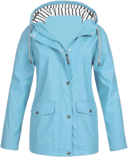 Womens Waterproof Rain Coat Lightweight Rain Jacket with Hood Outdoor Hooded Windbreaker Zip Up Trench Raincoat 5X-Large Style A#light Blue