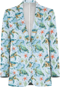 Sprowallow Men's Casual One Button Blazers Lightweight Jacket Sports Coat with Pockets Fit Business Suit Small Sea Turtle Starfish