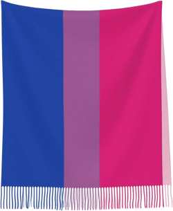 Women Bisexual Pride Flag Blanket Poncho Fringe Shawl Wraps Warm Capes