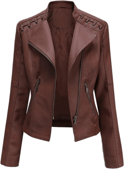 SERYU Leather Jacket for Women Zip Leather Motorcycle Jacket Plus Size Faux Leather Tops Lightweight Short Coat 3X-Large 03-coffee