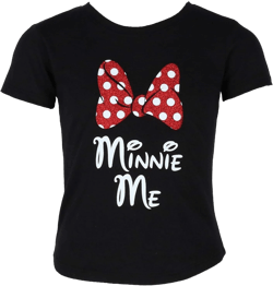 Disney Girls Minnie Mouse Glitter Bow Tee Shirt, Large 10/12, Black