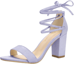 Allegra K Women's Tie Up Strappy Heels Chunky High Heels Sandal 9 Purple