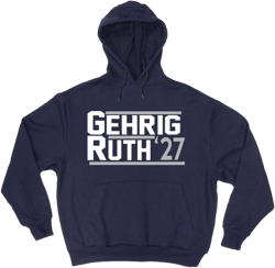 Babe Ruth Lou Gehrig New York 1927 Hooded Sweatshirt Hoodie, Blue X-Large Blue