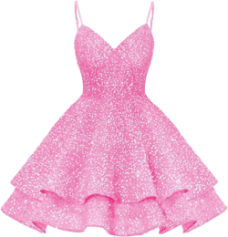 Sequin V-Neck Homecoming Dresses for Teens Spaghetti Straps Short Prom Dresses Sparkly Tiered Cocktail Party Dresses 12 Hot Pink
