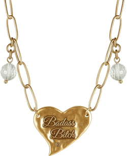 Katia Designs Badass B**** | Empowerment Heart Pendant Necklace - Bold & Confident, Long Chain Boho Necklace for Women, Layered Accessory