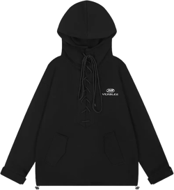 Men Hoodie Drawstring Lace Hooded Sweater Men's Loose Masked Turtleneck Pullover Hoodie Autumn and Winter