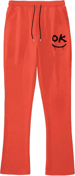 GORGLITTER Men's Y2K Stacked Sweatpants Graphic Flared Drawstring Waist Jogger Pants XX-Large Orange