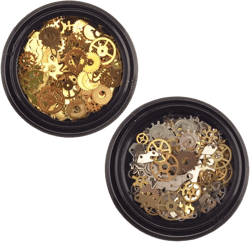 2 Boxes Gear Nail Stickers Metal 3D Steam Punk Nail Sequins Decal Clock Watch Wheel Gear Nail Studs DIY Nail Tips Art Decorations Accessories (Mixed Pattern)