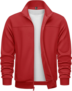 TACVASEN Men's Fleece Lined Track Athletic Jackets Lightweight Full Zip Collar Casual Coats for Running with Pockets Tomato Red XX-Large