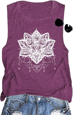 Vintage Boho Graphic Tees for Women Summer Round Neck Nature Cottagecore Tee Tops Medium Purple
