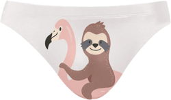 Sloth On Flamingo Sexy Men Swim Brief Trunks Beach Bikini for Men, Swim Underwear Low Waist Quick Dry Swimwear Thong Swimsuit Boxer Shorts(XL)