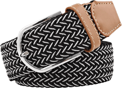 BaiX Women's Casual Canvas Braided Belt Men Elastic Woven Pants Belts Black and White at Amazon Women’s Clothing store