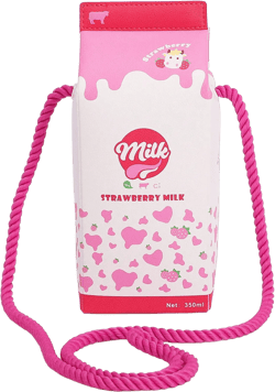 1pc Girl's Oversized Cartoon Milk Box Shaped Crossbody Bag